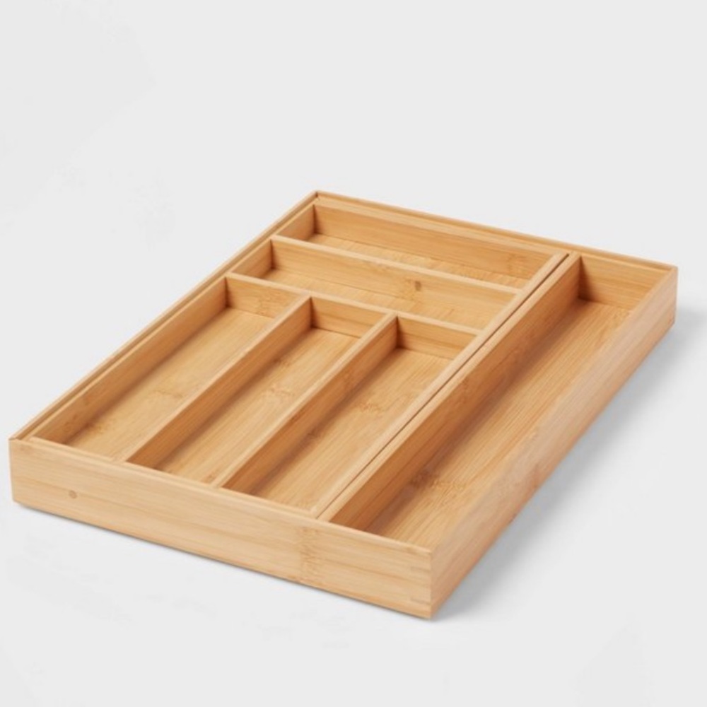 Brightroom Bamboo 7 Compartment Expandable Draw Organizer